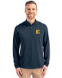ETSU Buccaneers Cutter & Buck Virtue Eco Pique Recycled Quarter Zip Mens Pullover Navy Blue Front