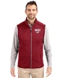 SMU Mustangs Cutter & Buck Mainsail Sweater-Knit Mens Full Zip Vest Cardinal Red Heather Front