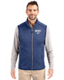 SMU Mustangs Cutter & Buck Mainsail Sweater-Knit Mens Full Zip Vest Tour Blue Heather Front