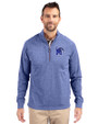 Memphis Tigers Cutter & Buck Adapt Eco Knit Heather Mens Quarter Zip Pullover Tour Blue Heather Front