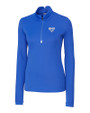 SMU Mustangs Cutter & Buck Traverse Stretch Eco Quarter Zip Womens Pullover Chelan Blue Mannequin