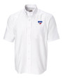 SMU Mustangs Cutter & Buck Epic Easy Care Nailshead Mens Big and Tall Short Sleeve Dress Shirt White Mannequin