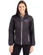 SMU Mustangs Cutter & Buck Rainier PrimaLoft®  Womens Eco Insulated Full Zip Puffer Jacket Black Front