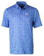 SMU Mustangs Cutter & Buck Pike Constellation Print Stretch Mens Polo Chelan Blue Mannequin