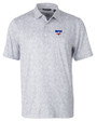 SMU Mustangs Cutter & Buck Pike Constellation Print Stretch Mens Polo Polished Medium Gray Mannequin