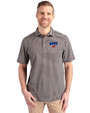 SMU Mustangs Cutter & Buck Virtue Eco Pique Stripe Recycled Mens Polo Black Front