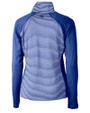 SMU Mustangs Cutter & Buck Forge Tonal Stripe Stretch Half Zip Womens Top Tour Blue Mannequin Back
