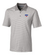 SMU Mustangs Cutter & Buck Forge Tonal Stripe Stretch Mens Polo Polished Medium Gray Mannequin