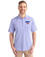 SMU Mustangs Cutter & Buck Virtue Eco Pique Botanical Print Recycled Mens Polo Chelan Blue Front