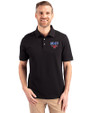 SMU Mustangs Cutter & Buck Advantage Eco Tri-Blend Pique Mens Big and Tall Polo Black Front