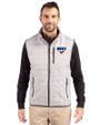 SMU Mustangs Cutter & Buck Rainier Recycled Insulated Puffer Mens Full Zip Vest Polished Medium Gray Front