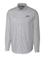 UCF Knights Citronaut Cutter & Buck Easy Care Stretch Oxford Stripe Mens Long Sleeve Button Down Shirt Charcoal Mannequin