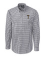 GA Tech Yellow Jackets College Vault Cutter & Buck Easy Care Stretch Gingham Mens Big and Tall Long Sleeve Dress Shirt Charcoal Mannequin