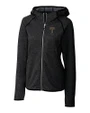 GA Tech Yellow Jackets College Vault Cutter & Buck Mainsail Full Zip Hooded Womens Jacket Charcoal Heather Mannequin