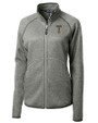 GA Tech Yellow Jackets College Vault Cutter & Buck Mainsail Sweater-Knit Womens Full Zip Jacket Polished Heather Mannequin