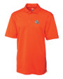 Miami Dolphins NFL Helmet Cutter & Buck Genre Textured Solid Mens Polo College Orange Mannequin