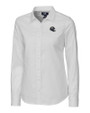 Denver Broncos NFL Helmet Cutter & Buck Easy Care Stretch Oxford Womens Long Sleeve Button Down Shirt White Mannequin