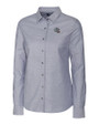 New England Patriots NFL Helmet Cutter & Buck Stretch Oxford Womens Long Sleeve Dress Shirt Charcoal Mannequin
