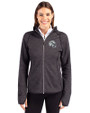 Miami Dolphins NFL Helmet Cutter & Buck Mainsail Full Zip Hooded Womens Jacket Charcoal Heather Front
