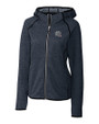 New England Patriots NFL Helmet Cutter & Buck Mainsail Full Zip Hooded Womens Jacket Liberty Navy Heather Mannequin