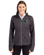Philadelphia Eagles NFL Helmet Cutter & Buck Mainsail Sweater-Knit Womens Full Zip Hooded Jacket Charcoal Heather Front
