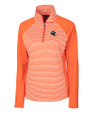 Denver Broncos NFL Helmet Cutter & Buck Forge Tonal Stripe Stretch Half Zip Womens Top College Orange Mannequin