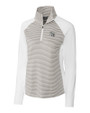 Miami Dolphins NFL Helmet Cutter & Buck Forge Tonal Stripe Stretch Half Zip Womens Top White/Polished Mannequin