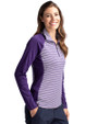 Minnesota Vikings NFL Helmet Cutter & Buck Forge Tonal Stripe Stretch Half Zip Womens Top College Purple Side