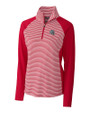 New England Patriots NFL Helmet Cutter & Buck Forge Tonal Stripe Stretch Half Zip Womens Top Cardinal Red Mannequin