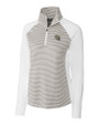 New Orleans Saints NFL Helmet Cutter & Buck Forge Tonal Stripe Stretch Half Zip Womens Top White/Polished Mannequin