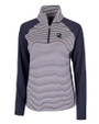 Seattle Seahawks NFL Helmet Cutter & Buck Forge Tonal Stripe Stretch Half Zip Womens Top Liberty Navy Mannequin