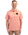 Cincinnati Bengals NFL Helmet Cutter & Buck Virtue Eco Pique Stripe Recycled Mens Big and Tall Polo College Orange Front
