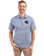 New York Giants NFL Helmet Cutter & Buck Virtue Recycled Stripe Featherlight Pique Mens Big & Tall Polo Tour Blue Front