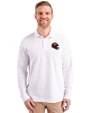 Washington Commanders NFL Helmet Cutter & Buck Advantage Eco Tri-Blend Pique Mens Big and Tall Long Sleeve Polo White Front