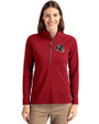 Atlanta Falcons NFL Helmet Cutter & Buck Adapt Eco Knit Stretch Recycled Womens Half Zip Pullover Cardinal Red Front