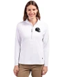 Baltimore Ravens NFL Helmet Cutter & Buck Adapt Eco Knit Stretch Recycled Womens Half Zip Pullover White Front