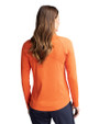 Miami Dolphins NFL Helmet Cutter & Buck Adapt Eco Knit Stretch Recycled Womens Half Zip Pullover College Orange Back