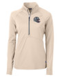 New England Patriots NFL Helmet Cutter & Buck Adapt Eco Knit Stretch Recycled Womens Half Zip Pullover Wheat Mannequin