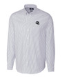 Seattle Seahawks NFL Helmet Cutter & Buck Stretch Oxford Stripe Mens Long Sleeve Dress Shirt Light Blue Mannequin