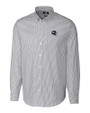 Minnesota Vikings NFL Helmet Cutter & Buck Stretch Oxford Stripe Mens Long Sleeve Dress Shirt Charcoal Mannequin