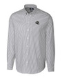 Pittsburgh Steelers NFL Helmet Cutter & Buck Stretch Oxford Stripe Mens Long Sleeve Dress Shirt Charcoal Mannequin