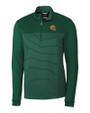 Green Bay Packers NFL Helmet Cutter & Buck Traverse Stretch Eco Stripe Quarter Zip Mens Pullover Hunter Green Mannequin