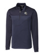 Los Angeles Chargers NFL Helmet Cutter & Buck Traverse Stretch Eco Stripe Quarter Zip Mens Pullover Liberty Navy Mannequin