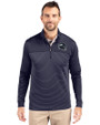 Seattle Seahawks NFL Helmet Cutter & Buck Traverse Stretch Eco Stripe Quarter Zip Mens Pullover Liberty Navy Front