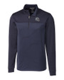 New England Patriots NFL Helmet Cutter & Buck Traverse Stretch Eco Stripe Quarter Zip Mens Pullover Liberty Navy Mannequin