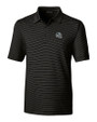 Carolina Panthers NFL Helmet Cutter & Buck Forge Pencil Stripe Stretch Mens Polo Black Mannequin