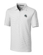 Carolina Panthers NFL Helmet Cutter & Buck Forge Pencil Stripe Stretch Mens Polo White Mannequin