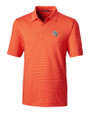 Miami Dolphins NFL Helmet Cutter & Buck Forge Pencil Stripe Stretch Mens Polo College Orange Mannequin