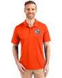 Miami Dolphins NFL Helmet Cutter & Buck Prospect Eco Textured Stretch Recycled Mens Big & Tall Polo College Orange Front