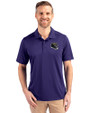 Baltimore Ravens NFL Helmet Cutter & Buck Prospect Eco Textured Stretch Recycled Mens Short Sleeve Polo College Purple Front